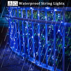 img 1 attached to 🎃 2-Pack 39.4FT 100 LED Halloween Solar String Lights Outdoor - Blue, 8 Modes for Tree, Patio, Garden, Christmas, Holiday, Halloween Party Decor