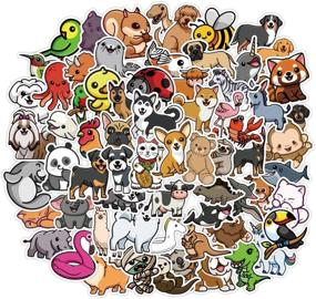 img 3 attached to 🐾 100-Piece Nature Animals Sticker Pack for Kids, Boys, Girls, Teens | Vinyl Cartoon Stickers for Water Bottles, Hydro Flasks, Laptops, Skateboards, Luggage, Bikes, Cars, Computers & Tablets| Perfect Animal Stickers for Children's Accessories