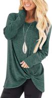 👚 women's casual twist front tunic tops: long sleeve shirts for leggings logo