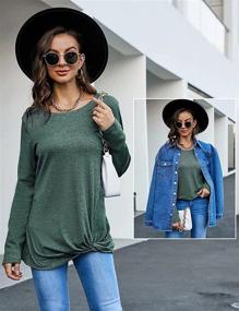 img 2 attached to 👚 Women's Casual Twist Front Tunic Tops: Long Sleeve Shirts for Leggings