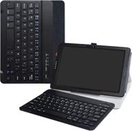 📱 at&t primetime wireless keyboard case - liushan detachable wireless keyboard stand with pu leather cover for 10.0" att primetime/zte k92 primetime 4g lte android tablet in black logo