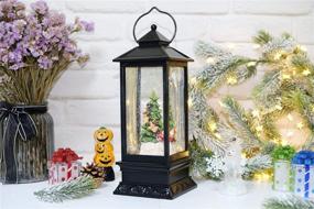 img 1 attached to 🎅 Eldnacele 12-inch Christmas Snow Globe Lantern - USB and Battery Powered, Glittering Santa Claus Lighted Lantern with 6-hour Timer Centerpiece (Santa Sleigh)