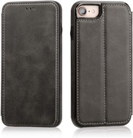 img 4 attached to 📱 ONETOP Premium PU Leather Flip Case with Wallet Card Holder and Kickstand for iPhone 7/8/SE 2020 - Black