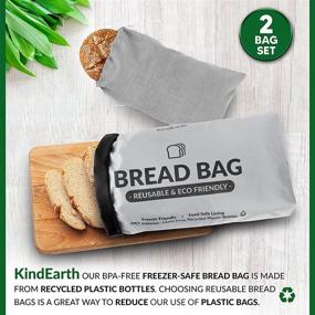 img 1 attached to KindEarth Reusable Bread Bags: Keep Your Homemade Sourdough Fresh with Organic Linen Cloth Cotton Bag and Extra Large Loaf Container - Perfect Gift for Bread Makers!