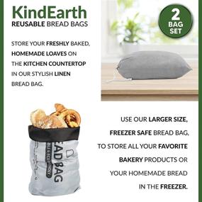 img 3 attached to KindEarth Reusable Bread Bags: Keep Your Homemade Sourdough Fresh with Organic Linen Cloth Cotton Bag and Extra Large Loaf Container - Perfect Gift for Bread Makers!