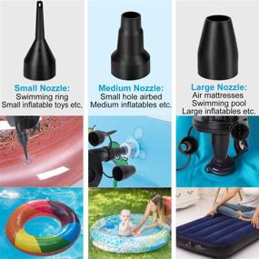 img 3 attached to 🔌 High-efficiency Electric Air Pump for Inflatables, Air Mattress, Pool Toys, Rafts, Boats, and Swimming Rings – Quick Inflator/Deflator with 3 Nozzles – AC 110V 130W