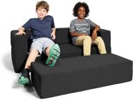 🛋️ jaxx zipline sofa & large ottoman 3 in 1 fold out sofa, big kids edition - black: versatile and comfortable furniture set logo