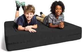 img 3 attached to 🛋️ Jaxx Zipline Sofa & Large Ottoman 3 in 1 Fold Out Sofa, Big Kids Edition - Black: Versatile and Comfortable Furniture set