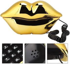 img 2 attached to 📞 Bewinner1 European Style Home Telephone - Fashionable Cute Red Lips Shape Telephone in Gold: Ideal for Holiday Celebrations, Birthdays, and Valentine's