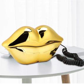 img 1 attached to 📞 Bewinner1 European Style Home Telephone - Fashionable Cute Red Lips Shape Telephone in Gold: Ideal for Holiday Celebrations, Birthdays, and Valentine's