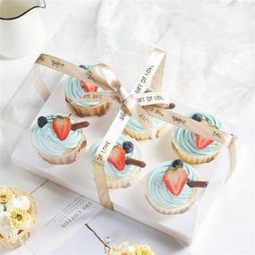 img 2 attached to 🧁 Clear Cupcake Boxes: 12-Set Plastic Containers for 6 Cupcakes - White 10x7x5.5 Inch Display Carrier