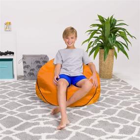 img 4 attached to Large Posh Beanbags Bean Bag Chair - 38in - Sports Basketball Design in Vibrant Orange and Black