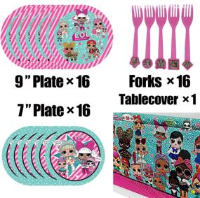 img 3 attached to 🎉 Complete 16 Guest L.O.L. Doll Party Supplies Set - Plates, Forks, Tablecover and More!