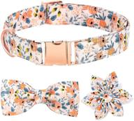 🐶 set of 3 dog collars with bow tie and flower, fashionable girl dog collars for small, medium, and large dogs, adjustable bowties collars with floral patterns and secure metal buckle logo