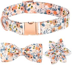 img 4 attached to 🐶 Set of 3 Dog Collars with Bow Tie and Flower, Fashionable Girl Dog Collars for Small, Medium, and Large Dogs, Adjustable Bowties Collars with Floral Patterns and Secure Metal Buckle