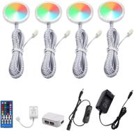 aiboo rgbw rgb + white color changing christmas xmas led lights kit rf remote puck lights for kitchen counter shelf furniture ambiance lighting (rgbw, 4 lights, 12w) логотип