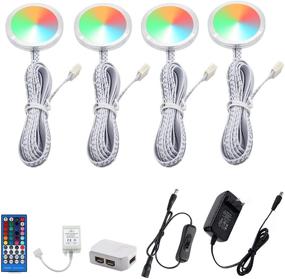 img 4 attached to AIBOO RGBW RGB + White Color Changing Christmas Xmas LED Lights Kit RF Remote Puck Lights for Kitchen Counter Shelf Furniture Ambiance Lighting (RGBW, 4 Lights, 12W)