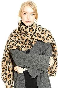 img 3 attached to Cashmere Pashmina Oversized Leopard Headscarf