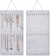 grey vercord hanging jewelry organizer with felt decoration | wall/door mounted necklace holder, ring & earring storage | 2 pocket, 24 hook логотип