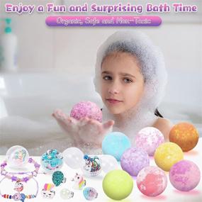 img 3 attached to 8-Pack Bath Bomb Gift Set for Kids with Surprise Inside: Unicorn and Mermaid Rings Bracelets, Handmade Bubble Spa Bath Fizzies Set with Jewelry for Women and Girls, Ideal Birthday Gift
