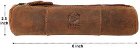 img 3 attached to 🖋️ Rustic Town Leather Pencil Pouch - Brown Zippered Pen Case for School, Work &amp; Office: Stylish and Organized Storage Solution
