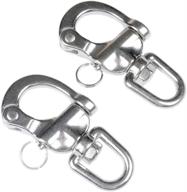 2" pair of quick release bail rigging swivel eye snap shackles, marine 316 stainless steel for sailing boats логотип