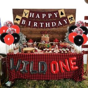 img 1 attached to 🐻 Lumberjack Baby's First Birthday Party Decor, Buffalo Plaid Happy 1st Birthday Banner with Camping Wild Bear Theme for Wonderland Baby Girl Boy