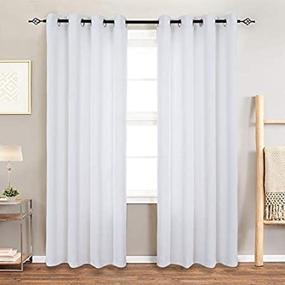 img 2 attached to 🏠 Enhance Your Home Decor with 52" W x 84" L White Curtains for Living Room and Bedroom - Darking, Grommet Panels - 1 Pair