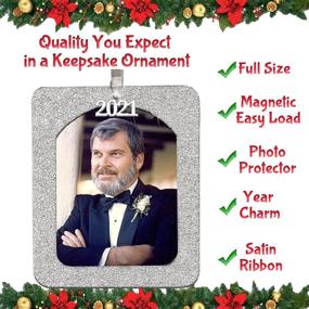 img 1 attached to Sparkling 2021 Magnetic Glitter Christmas Photo Frame Ornament with Non Glare Protector - Red, 3-Pack