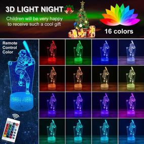 img 2 attached to 🏀 JMLLYCO Baseball Night Lights for Kids: 16 Color Changing 3D Optical Illusion Baseball Decor - Perfect Gift Idea for Boys