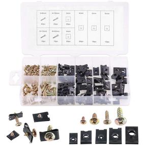 img 4 attached to 🔩 Набор Гларкс из 170 штук U-образных клипс и винтов: надежное крепление проводов и кабелей с 5 размерами U-образных гайек-зажимов и комплектом крепежных винтов