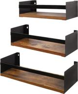 🎁 stylish and practical giftgarden black floating shelves set of 3 - ideal for wall storage in bathroom, kitchen, bedroom, and more! logo