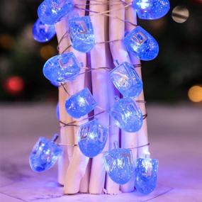 img 2 attached to 🕎 Impress Life Hanukkah Dreidel Decoration String Lights: 10ft, 30 LEDs, Spinning Top Fairy Twinkle Lights with Remote - USB/Battery Operated - Perfect Jewish Gift for Chanukah Israeli (Blue)