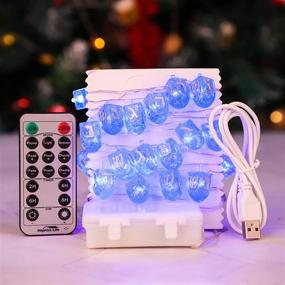 img 3 attached to 🕎 Impress Life Hanukkah Dreidel Decoration String Lights: 10ft, 30 LEDs, Spinning Top Fairy Twinkle Lights with Remote - USB/Battery Operated - Perfect Jewish Gift for Chanukah Israeli (Blue)