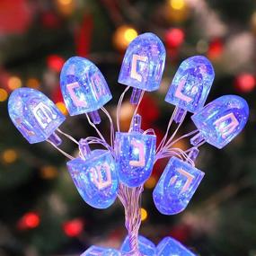 img 4 attached to 🕎 Impress Life Hanukkah Dreidel Decoration String Lights: 10ft, 30 LEDs, Spinning Top Fairy Twinkle Lights with Remote - USB/Battery Operated - Perfect Jewish Gift for Chanukah Israeli (Blue)