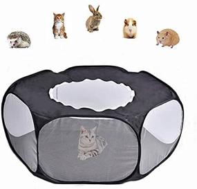 img 4 attached to 🐾 Foldable Breathable Small Animals Cage Tent - Pet Playpen with Top Opening Yark Fence for Guinea Pig, Rabbits, Hamster, Chinchillas, and Hedgehogs - PIXRIY