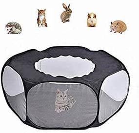 img 1 attached to 🐾 Foldable Breathable Small Animals Cage Tent - Pet Playpen with Top Opening Yark Fence for Guinea Pig, Rabbits, Hamster, Chinchillas, and Hedgehogs - PIXRIY