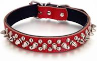 🐶 hootmall soft genuine leather adjustable spiked studded rivets dog collar: perfect for puppy, small, and medium-sized dogs logo