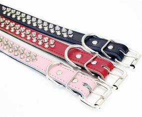 img 1 attached to 🐶 HOOTMALL Soft Genuine Leather Adjustable Spiked Studded Rivets Dog Collar: Perfect for Puppy, Small, and Medium-sized Dogs