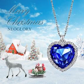 img 3 attached to 💙 NEOGLORY Blue Crystal Heart Love Shaped Necklace: Heart of The Ocean Pendant, Titanic-inspired Jewelry for Women - Perfect 18+2inch Gift