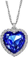 💙 neoglory blue crystal heart love shaped necklace: heart of the ocean pendant, titanic-inspired jewelry for women - perfect 18+2inch gift logo