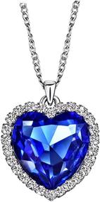 img 4 attached to 💙 NEOGLORY Blue Crystal Heart Love Shaped Necklace: Heart of The Ocean Pendant, Titanic-inspired Jewelry for Women - Perfect 18+2inch Gift
