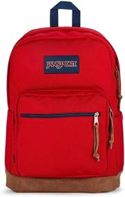 img 4 attached to JanSport Right Pack Backpack - Versatile School, Travel, Work, and Laptop Bookbag with Suede Leather Bottom and Convenient Water Bottle Pocket - Red Tape