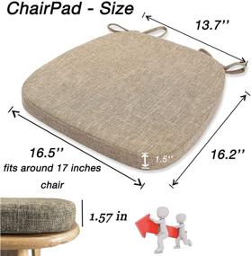 img 1 attached to KGPLOME Dining Chair Cushion with Ties - Memory Foam Non-Slip Kitchen Seat Pad and Dining Seat Cushion with Machine Washable Cover [16.5 x 16.2 Inches] - Dark Beige