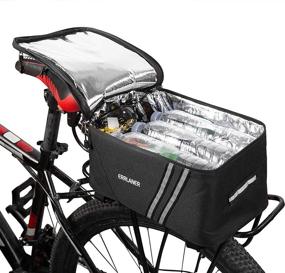 img 4 attached to 🚲 ERRLANER Rear Carrier Bag - Insulated Trunk Cooler, PU Leather Waterproof, 11L/7L Large Capacity, Storage Luggage Pouch, Reflective MTB Bike Pannier Shoulder Bag with Rain Cover