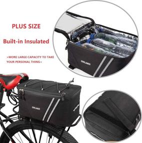 img 3 attached to 🚲 ERRLANER Rear Carrier Bag - Insulated Trunk Cooler, PU Leather Waterproof, 11L/7L Large Capacity, Storage Luggage Pouch, Reflective MTB Bike Pannier Shoulder Bag with Rain Cover