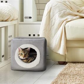 img 3 attached to 🐱 Cozy Haven for Cats & Kittens: PETMAKER Cave Pet Bed Collection - Enclosed Cavern with Removable Cushion Pad