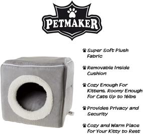 img 1 attached to 🐱 Cozy Haven for Cats & Kittens: PETMAKER Cave Pet Bed Collection - Enclosed Cavern with Removable Cushion Pad