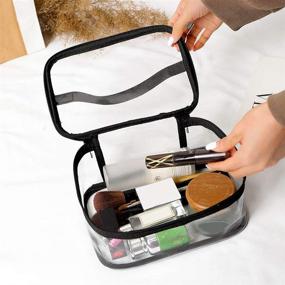 img 3 attached to 🔒 Waterproof Clear Makeup Bag with Zipper Closure - Portable Toiletry Bag for Travel, Transparent PVC Organizer with Handle, Ideal for Vacation, Bathroom Storage