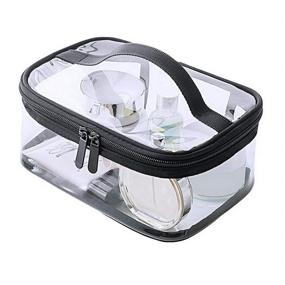 img 4 attached to 🔒 Waterproof Clear Makeup Bag with Zipper Closure - Portable Toiletry Bag for Travel, Transparent PVC Organizer with Handle, Ideal for Vacation, Bathroom Storage